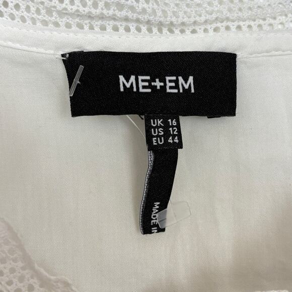 ME+EM Shirred Lace Trim Zip Front Dainty Cotton Blouse 12 - Picture 7 of 7